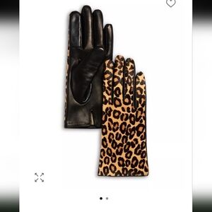 Bloomingdale's Cashmere Lined Animal Print Calf Hair Tech Gloves Size 7 1/2